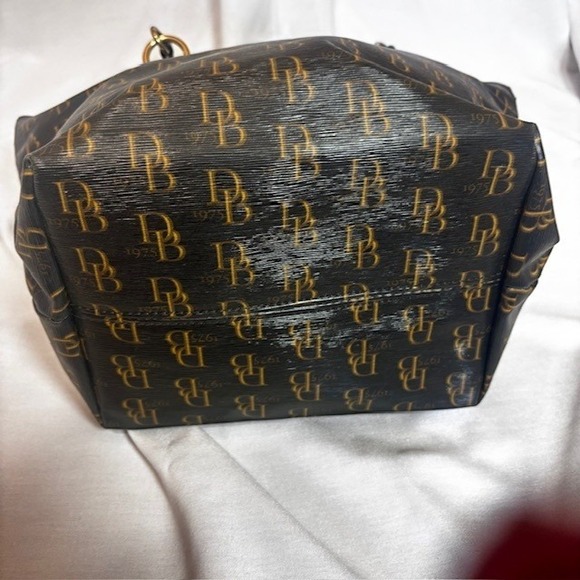 Dooney & Bourke Black Patent Leather DB Monogram Tote Bag - Picture 7 of 11